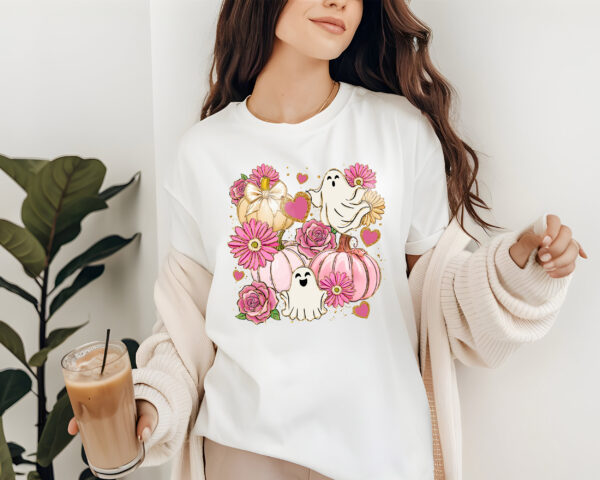 Cute Ghost Halloween T-Shirt - Image 3