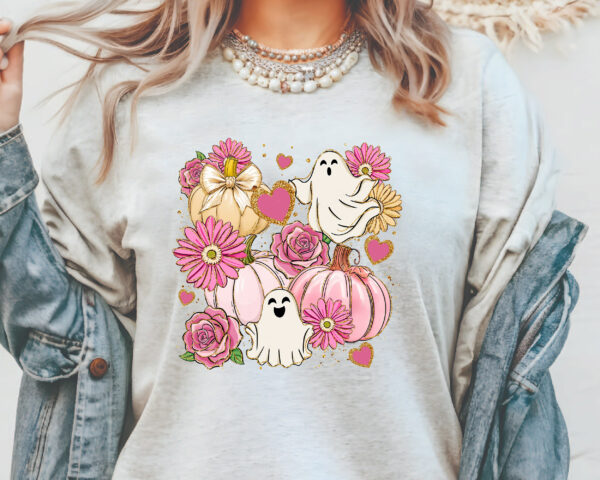 Cute Ghost Halloween T-Shirt - Image 6